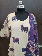 HAND PAINTED KALAMKARI COTTON KURTI +DUPPATTA 0561