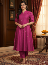 PREMIUM A-LINE MAGENTA PINK RAW SILK CORD SETS 0528