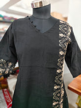 PREMIUM VATICAN SILK  ONE SIDE BLACK EMBRODIERY KURTIS 0490