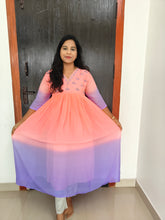 Party Wear Handwork Georgette Dual color Anarkali 0473