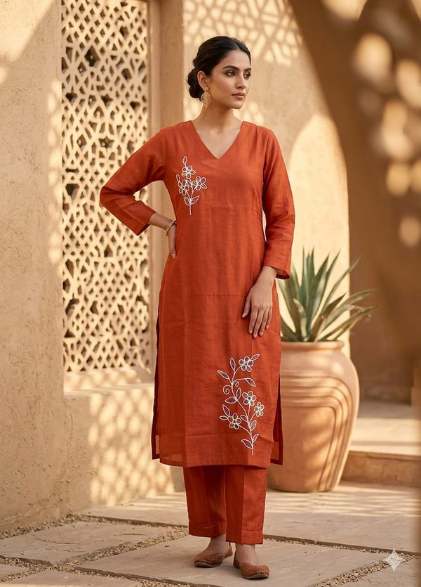 LEAF THREAD EMBROIDERED VATICAN SILK CO-ORD SETS 0562