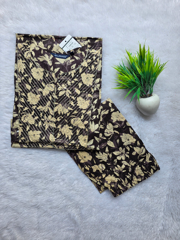 COFFEE BROWN CAMBRIC COTTON CO-ORD SETS 0559