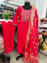 PREMIUM VATICAN SILK RED SALWAR SET WITH BANARASI DUPPATTA 0495