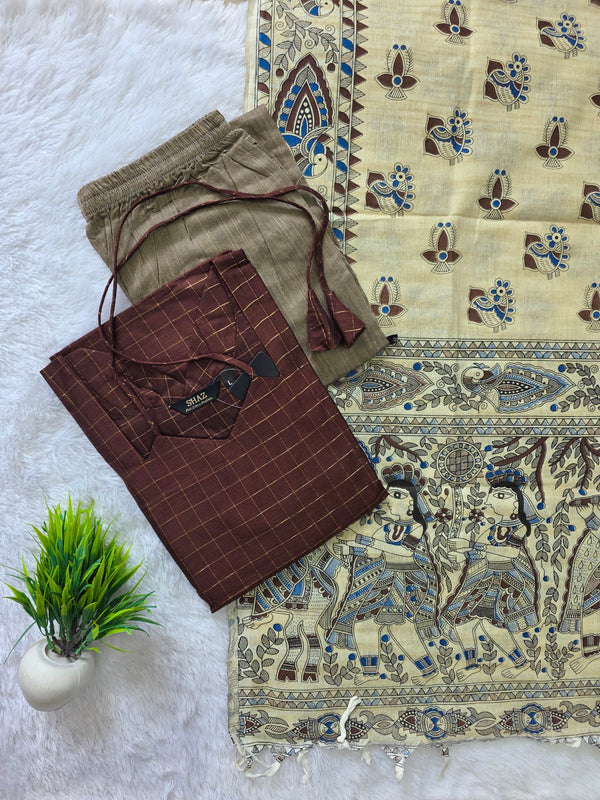 RAW SILK WITH MADHUBANI INSPIRED SALWAR 0652