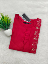 PREMIUM VATICAN SILK  ONE SIDE PINK EMBRODIERY KURTIS 0490