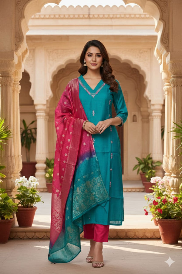 PREMIUM CONTRAST ETHNIC 3 PCS SALWAR SETS 0522