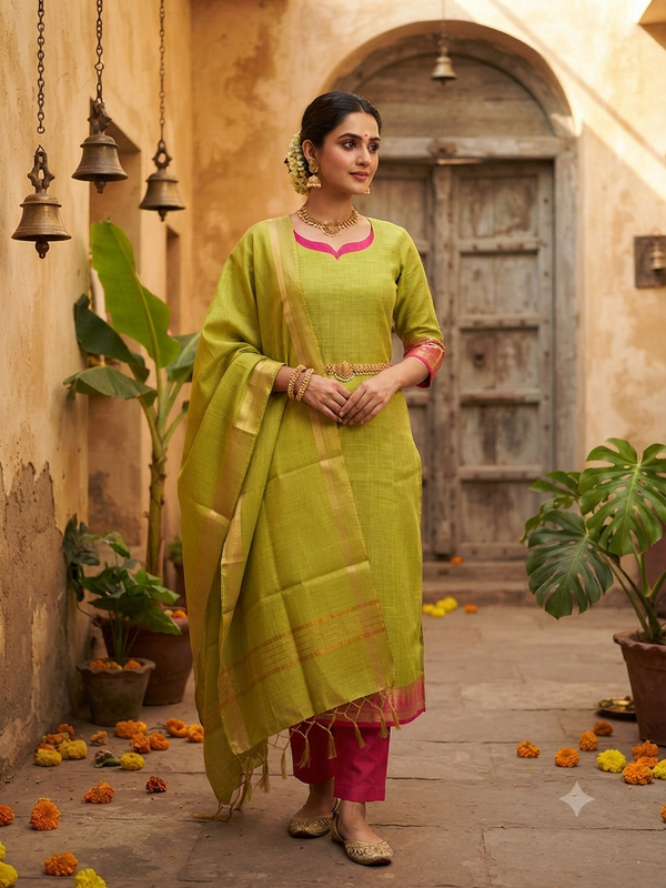 TRADITIONAL HANDLOOM SILK SALWAR SETS 0611