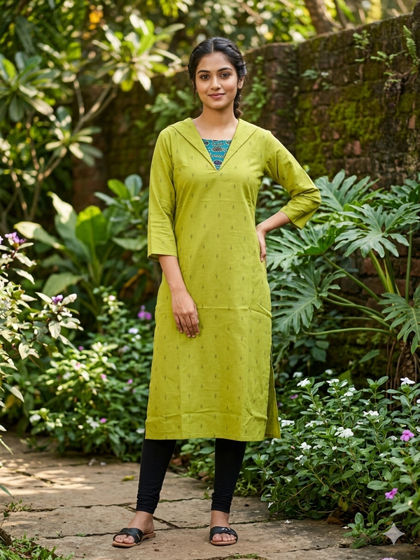 V-NECK COLLAR COTTON KURTIS 0546 (SUMMER SPECIAL)