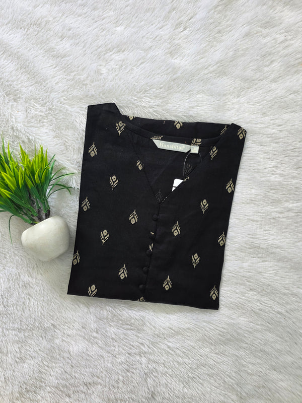 BLACK PREMIUM FLEX COTTON KURTIS 0591