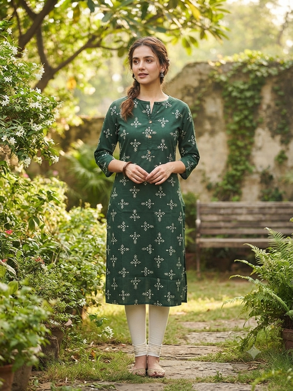 PREMIUM COTTON KURTIS GREEN 0642