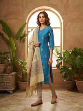 RAW SILK KURTI WITH MADHUBANI DUPATTA 0622