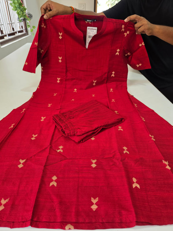 PREMIUM A-LINE RED RAW SILK CORD SETS 0528