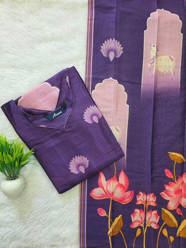 PREMIUM TUSSAR SILK KURTI +DUPPATTA 0569