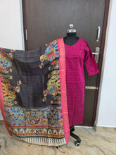 RAW SILK KURTI WITH KALAMKARI DUPPATTA 0509