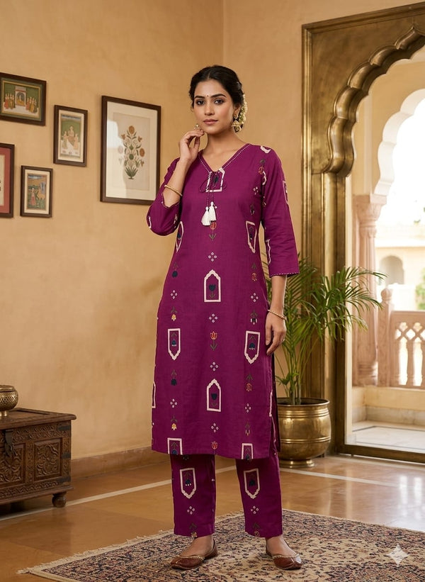 KALAMKARI THEMED CAMBRIC COTTON CO-ORD SETS 0559