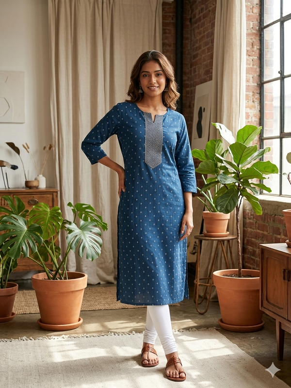 DOBBY COTTON EMBROIDERY KURTIS 0557