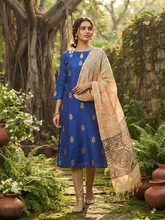 RAW SILK KURTI WITH MADHUBANI DUPATTA 0622