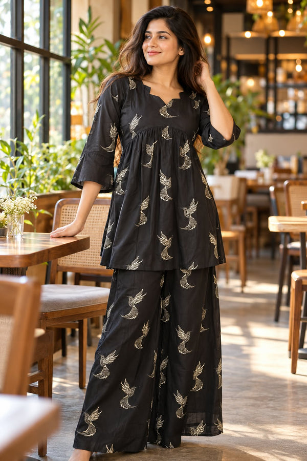 BLACK PEPLUM CO-ORD SETS 0654