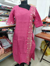 PREMIUM VATICAN SILK  ONE SIDE EMBRODIERY KURTIS 0490