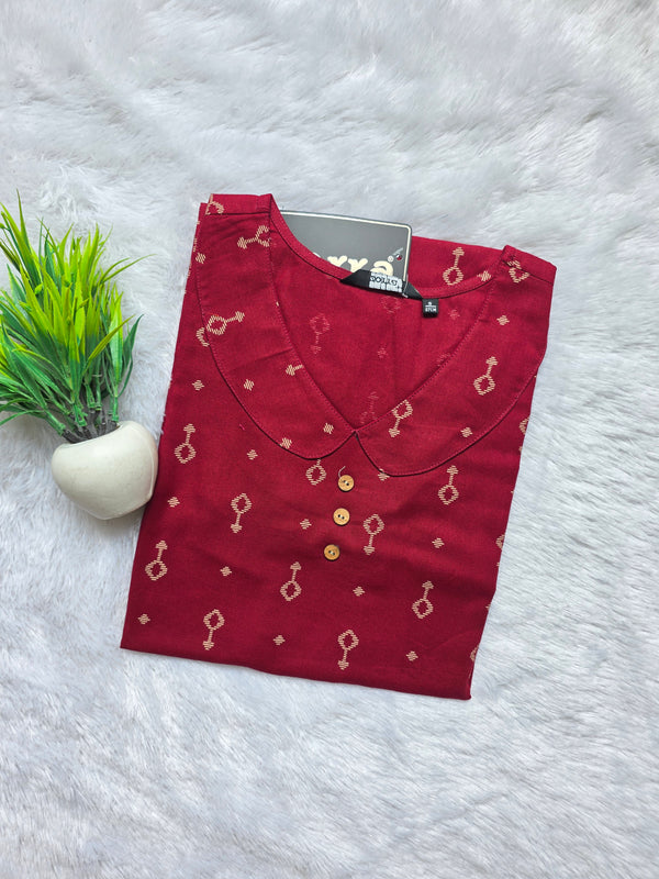 COTTON  MAROON OFFICE /COLLEGE WEAR KURTIS 0563