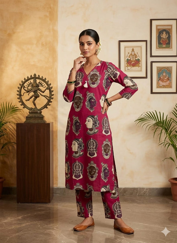 KALAMKARI THEMED CAMBRIC COTTON CO-ORD SETS 0559