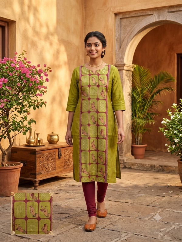 KALAMKARI THEMED BERLIN SILK KURTIS 0615