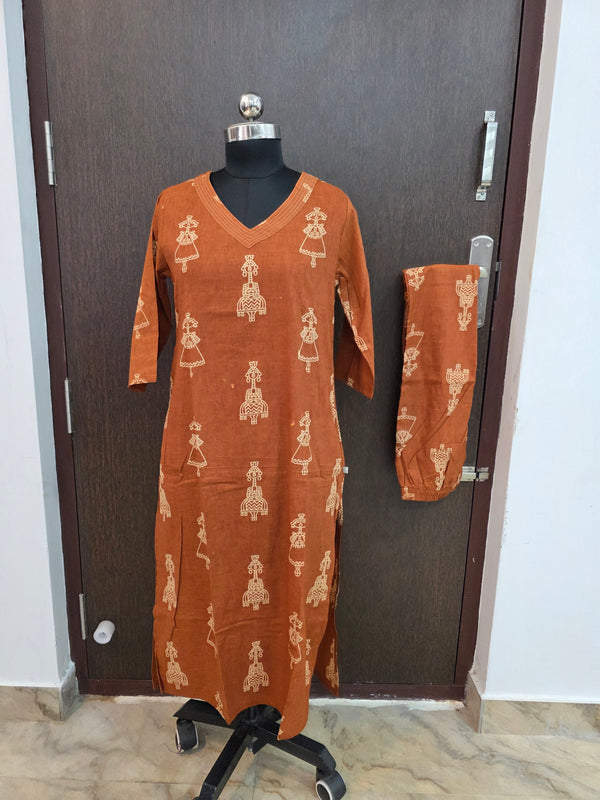 WARLI THEMED CAMBRIC COTTON CO-ORD SETS 0548