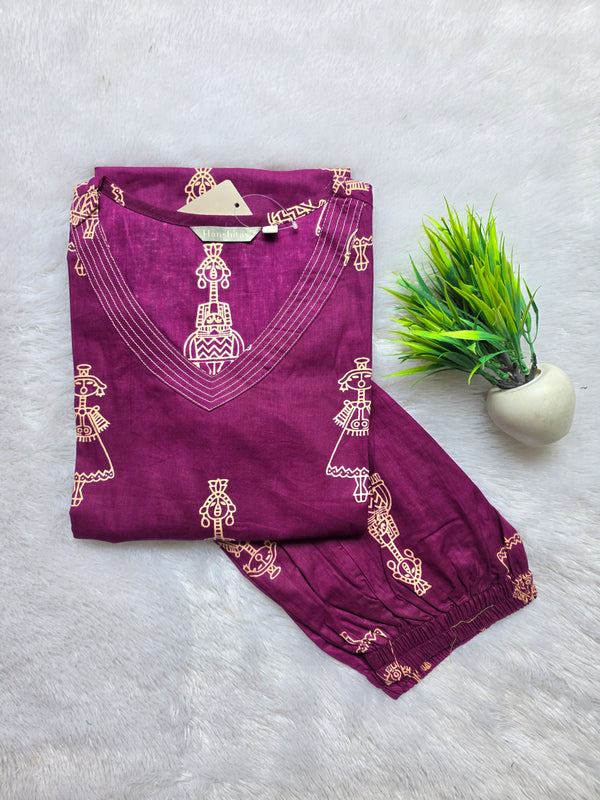 WARLI THEMED CAMBRIC COTTON CO-ORD SETS 0548