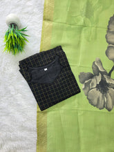 BLACK RAW SILK KURTI WITH KALAMKARI DUPATTA 0604