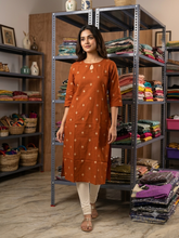 KEYHOLE PREMIUM FLEX COTTON KURTIS RUST ORANGE 0582