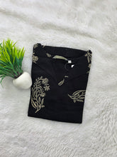 V COLLAR NECK PREMIUM COTTON KURTIS BLACK 0599
