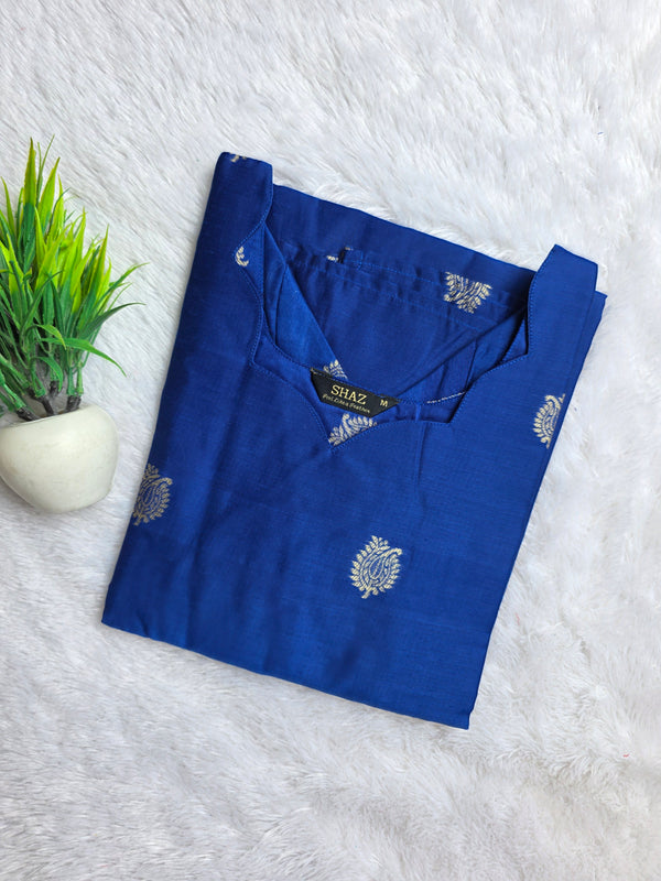 ROYAL BLUE RAW SILK KURTIS 0560