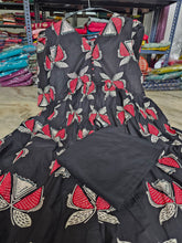 BLACK NYRA STYLED CAMBRIC COTTON UMBRELLA KURTI+ PANT SETS 0510