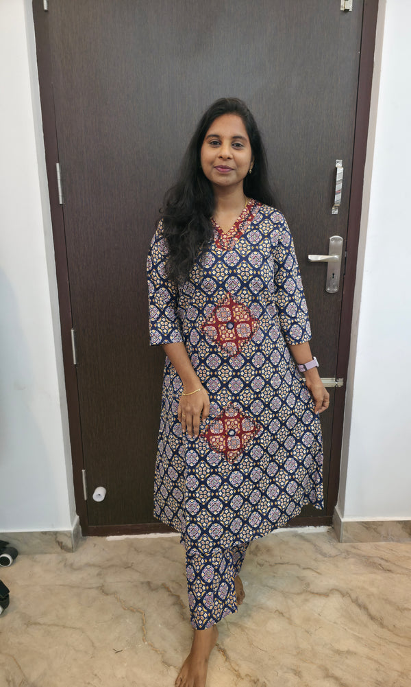 PREMIUM KALAMKARI FLEX COTTON A-LINE CORD SETS  0517