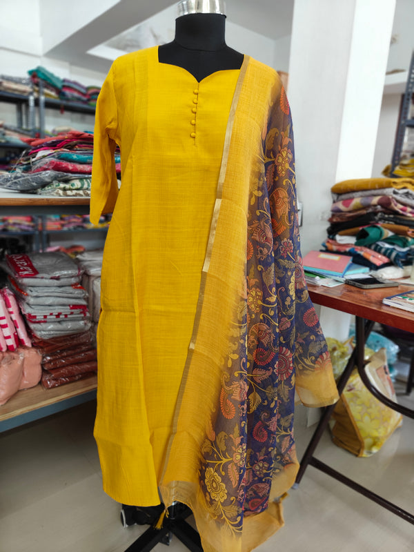 VATICAN SILK KURTI+ KALAMKARI KOTTA DUPATTA 0484