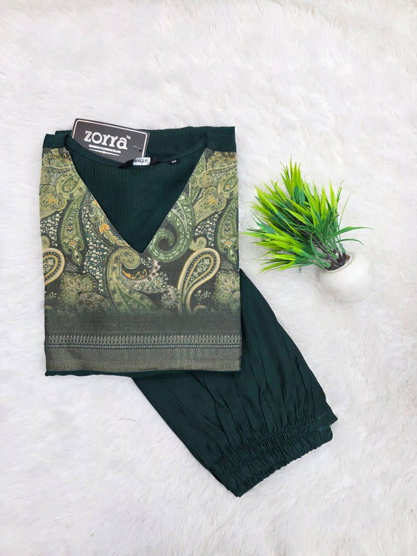 BOTTLE GREEN BERLIN SILK CO-ORD SETS /0584