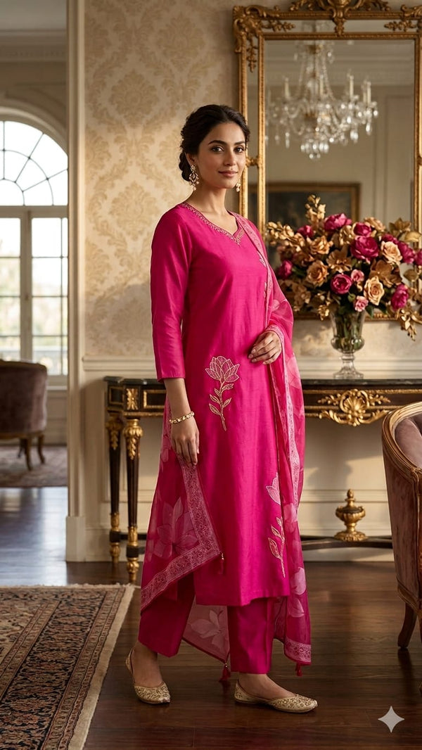 PREMIUM ROMAN SILK DESIGNER SALWAR SET 0555
