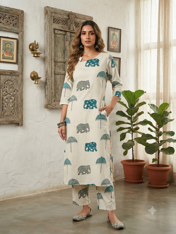 TRENDING ELEPHANT DESIGN ZIGZAG CO-ORD SETS 0635