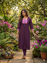 WINE WITH PINK TRENDING KOLAM RAW SILK KURTIS 0534