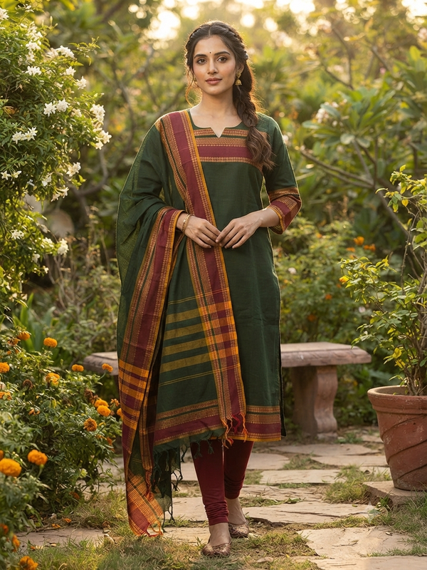 PREMIUM KANCHI COTTON KURTI + DUPATTA 0479