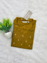 V SHAPED COLLAR PREMIUM COTTON KURTIS MUSTARD 0582