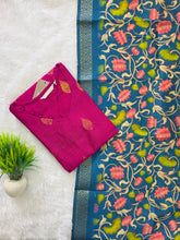 RAW SILK KURTI WITH KALAMKARI DUPATTA 0629