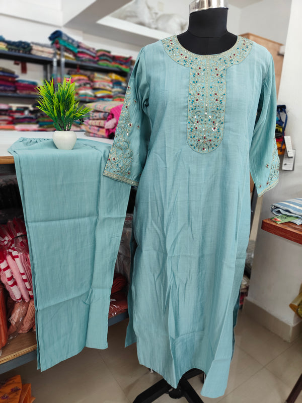 PREMIUM VATICAN ETHNIC SILK KURTI +PANT SETS 0496