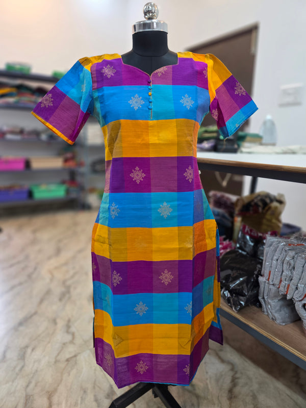 PREMIUM MULTI COLUR RAW SILK KURTIS 0514