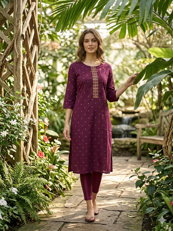 DOBBY COTTON EMBROIDERY KURTIS 0557
