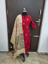RAW SILK KURTI WITH MADHUBANI DUPATTA 0622