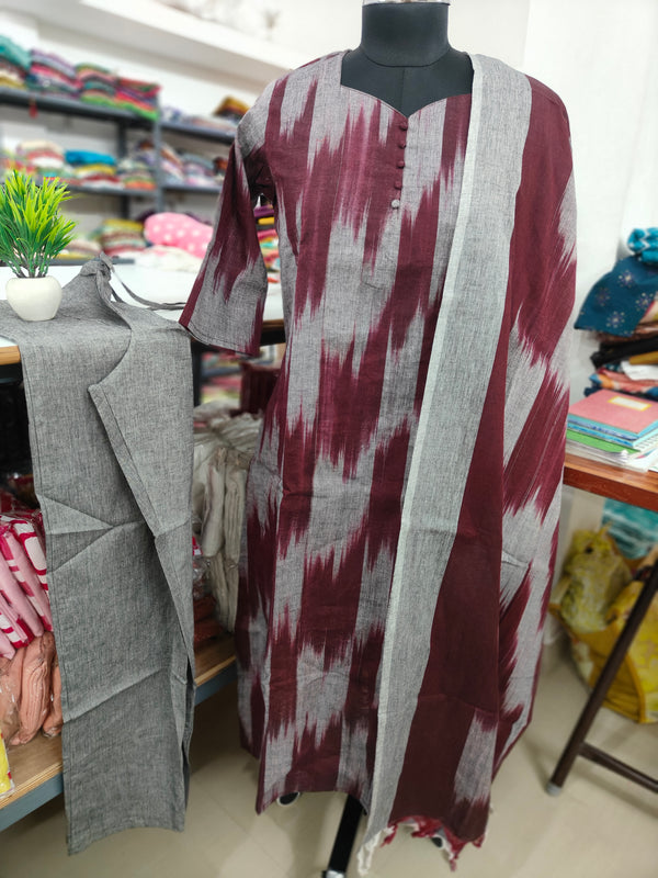 PREMIUM HANDLOOM IKKAT COTTON SALWAR SETS 0486