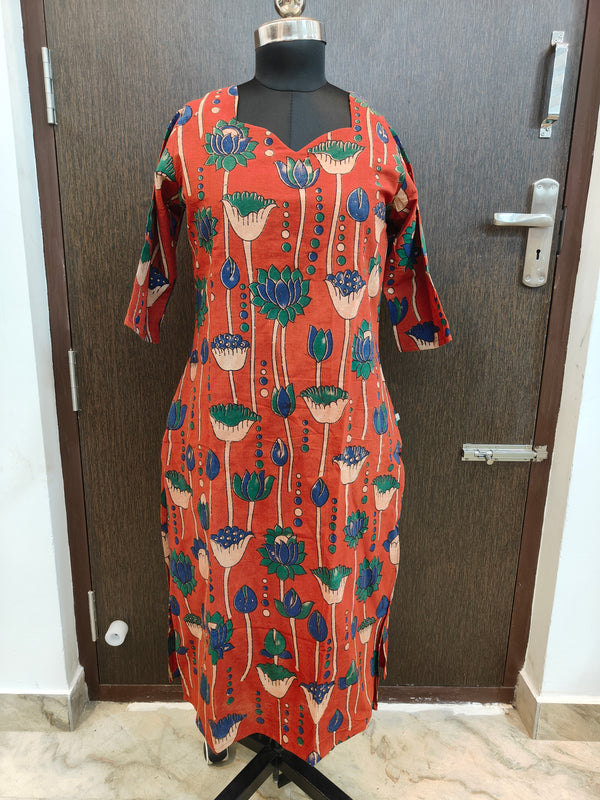 HANDPRINTED PREMIUM KALAMKARI KURTIS 0482