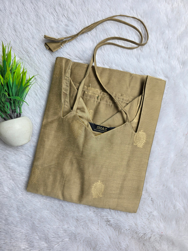 BEIGE NOODLE NECK RAW SILK KURTIS 0560