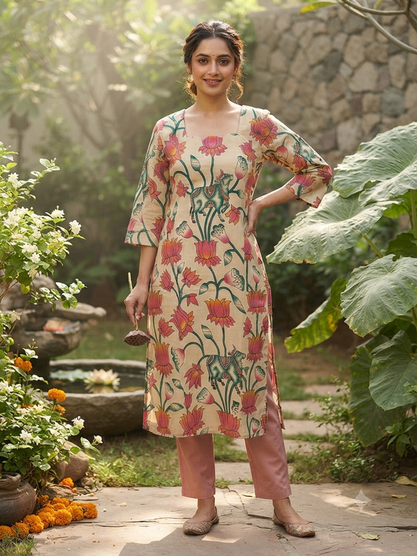 HAND CRAFTED KALAMKARI COTTON KURTIS 0627